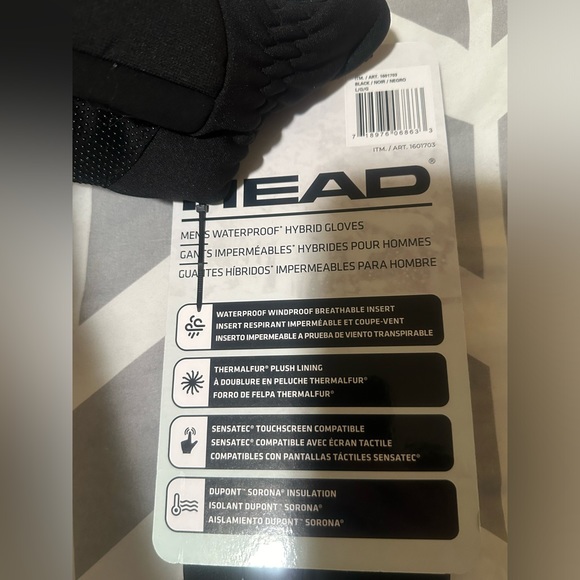 HEAD Men’s Waterproof Hybrid Gloves-Black/ Size: Large (NWT) - Picture 6 of 8